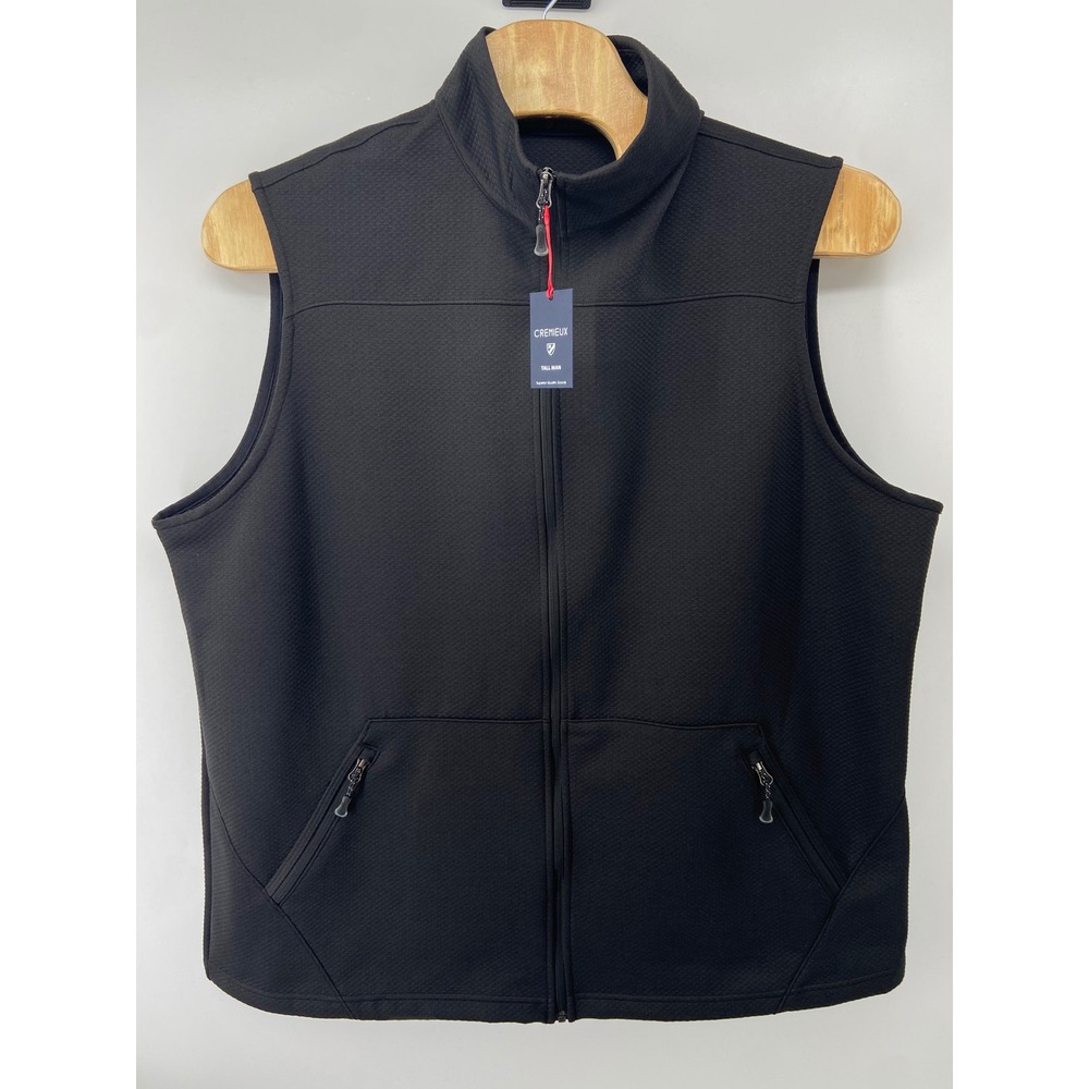 Cremieux Vest Men 3XT Black Golf Textured Full Zip Quilted Tall Casual Outdoor